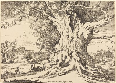 Rastende Männer und Hunde unter einem großen Baum von William Alfred Delamotte