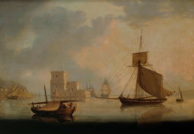 Marine-Kutter bei Belem-Turm an der Mündung des Tejo von William Anderson