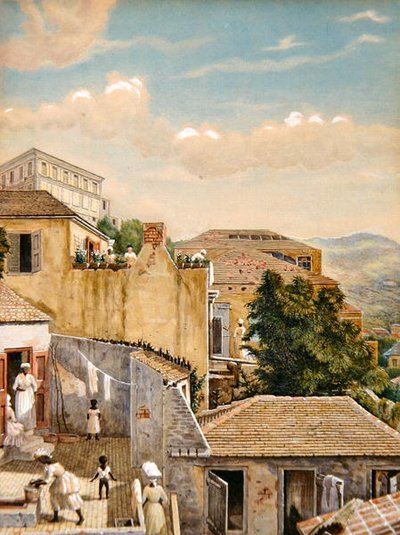 Eine Familie auf einem Dach in St. Thomas, Jungferninseln von William August Thulstrup
