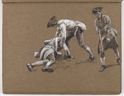 Studie für das Ölgemälde von William Barns Wollen, ?Die Schlacht von Lexington 1775? von William Barnes Wollen