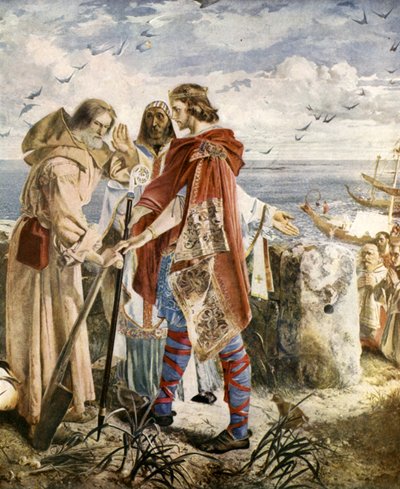 Egfrith bietet Cuthbert das Bistum Hexham an, 678 von William Bell Scott