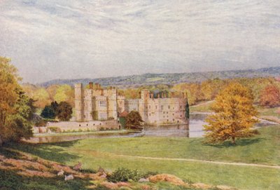 Frühling, Leeds Castle von Südosten (Farblithografie) von William Biscombe Gardner
