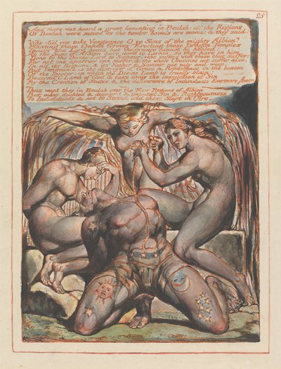 "Und es war ein großes Wehklagen in Beulah zu hören..."; Kapitel 1 Schlussstück (Tafel 25) von William Blake