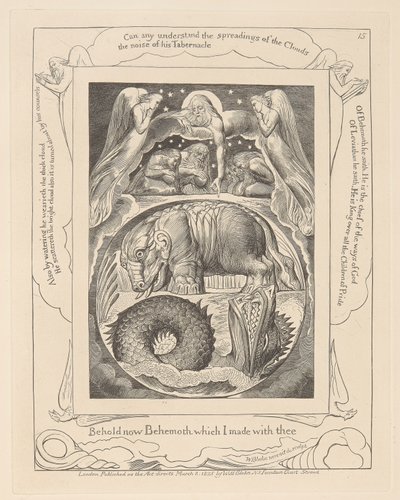 Buch Hiob, Platte 15, Behemoth und Leviathan von William Blake