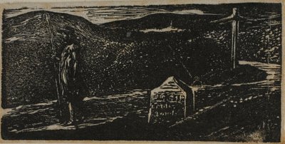 Colinets Reise: Meilenstein mit der Markierung LXII Meilen nach London, aus Die Hirtengedichte von Virgil von William Blake