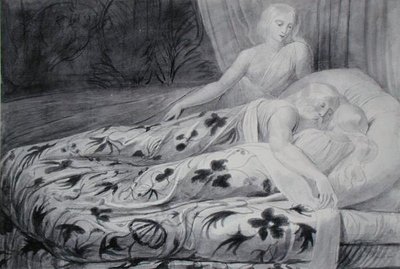 Har und Heva schlafend mit Mnetha, die sie bewacht, Illustration aus 
