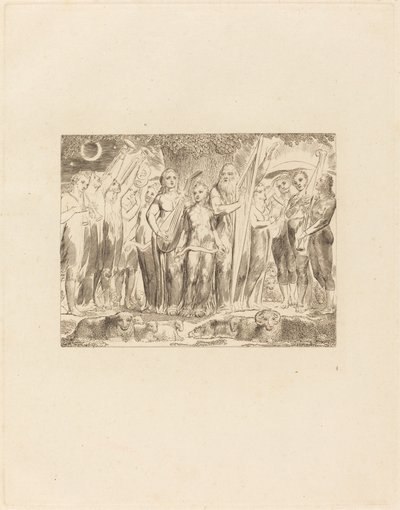 Hiob und seine Familie wiederhergestellt von William Blake