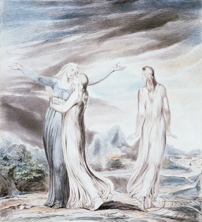 Naomi bittet Ruth und Orpa, ins Land Moab zurückzukehren von William Blake