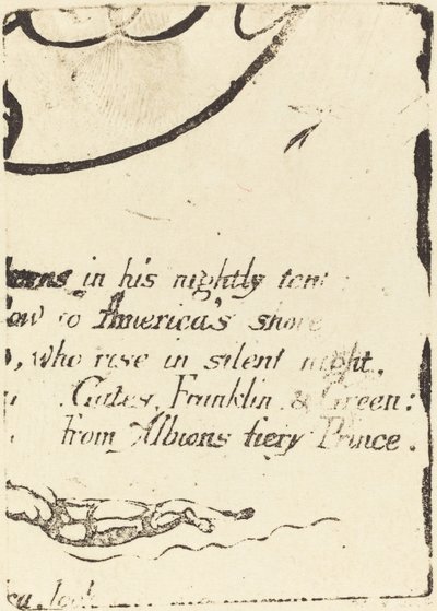 Neudruck aus Fragment der stornierten Platte für "Eine Prophezeiung" von William Blake