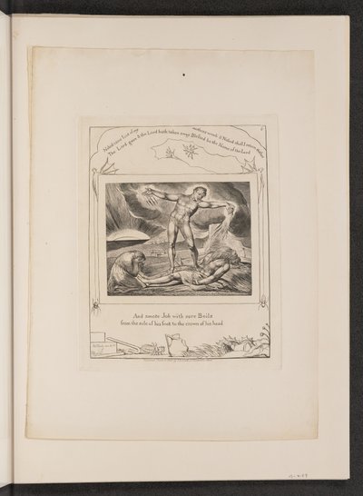 Satan schlägt Hiob mit Geschwüren von William Blake
