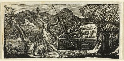 Hirte vertreibt Wolf, aus den Pastoralen von Virgil von William Blake