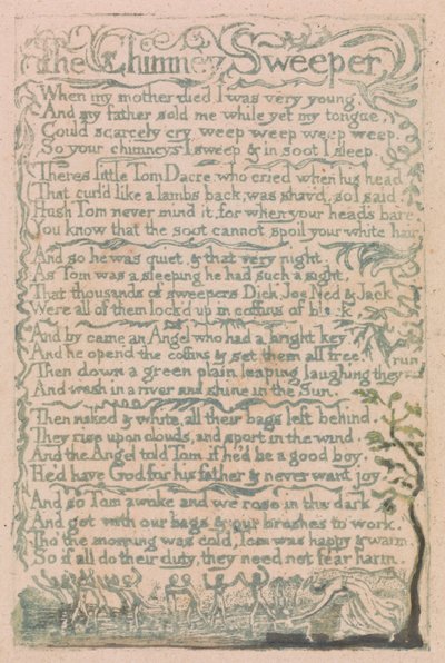 Lieder der Unschuld und der Erfahrung, Tafel 10, Der Schornsteinfeger (Bentley 12) von William Blake