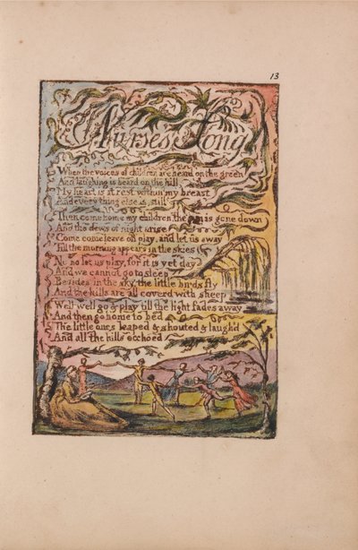 Lieder der Unschuld und der Erfahrung, Tafel 13, Lied der Amme (Bentley 24) von William Blake
