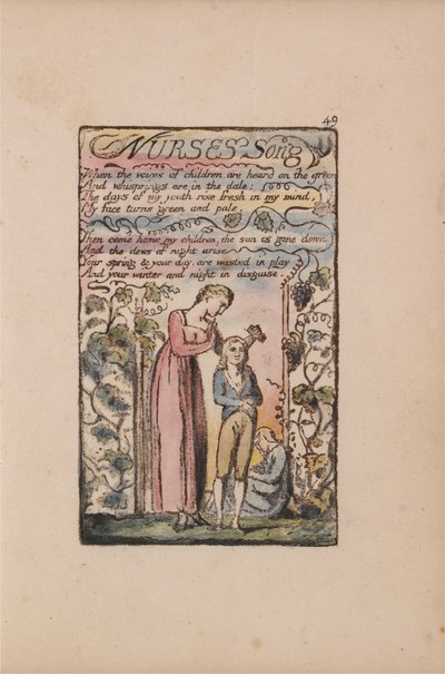 Lieder der Unschuld und der Erfahrung, Tafel 49, Lied der Amme (Bentley 38) von William Blake