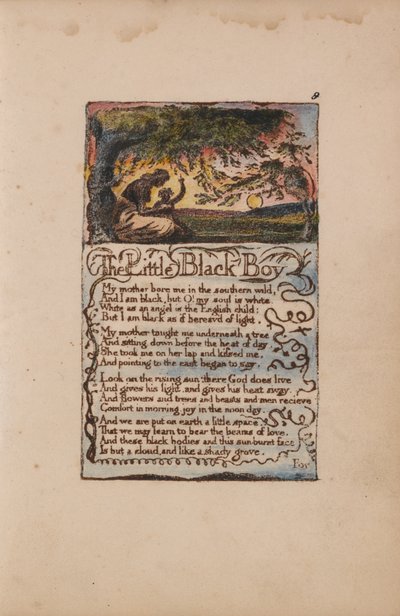 Lieder der Unschuld und Erfahrung, Platte 8, Der kleine schwarze Junge (Bentley 9) von William Blake