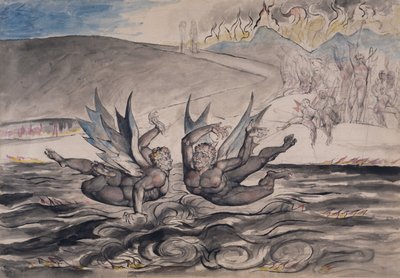 Die kämpfenden Teufel, Illustration aus "Inferno" der "Göttlichen Komödie" von Dante Alighieri von William Blake