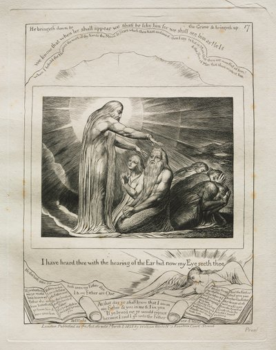 Das Buch Hiob: Pl. 17, Ich habe dich mit dem Ohr gehört, aber nun sieht mein Auge..., 1825 von William Blake