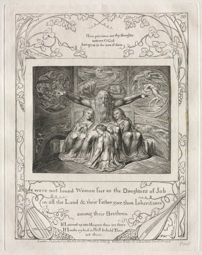 Das Buch Hiob: Pl. 20, Es wurden keine Frauen so schön gefunden wie die Töchter Hiobs in ganz dem Land von William Blake