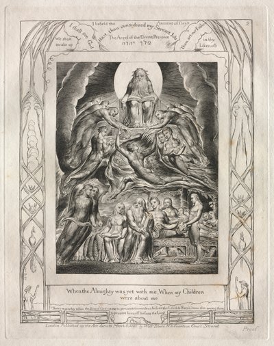 Das Buch Hiob: Pl. 2, Als der Allmächtige noch mit mir war, als meine Kinder um mich waren von William Blake