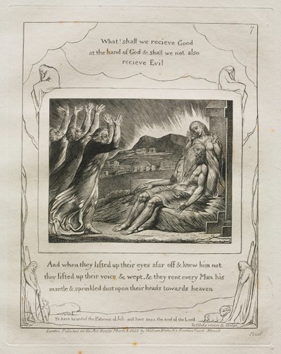 Das Buch Hiob: Pl. 7, Und als sie ihre Augen von ferne aufhoben und ihn nicht erkannten, erhoben sie ihre Stimmen und weinten von William Blake