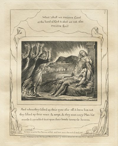 Das Buch Hiob: Pl. 7, Und als sie ihre Augen von ferne aufhoben und ihn nicht erkannten... von William Blake