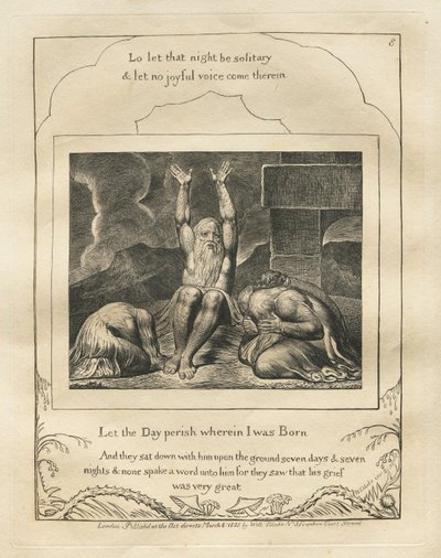 Das Buch Hiob: Pl. 8, Der Tag soll vergehen, an dem ich geboren wurde von William Blake