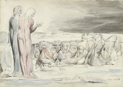 Der Kreis der Verräter: Alberti Brüder, Illustration zur Göttlichen Komödie von Dante Alighieri, 1824-27 von William Blake