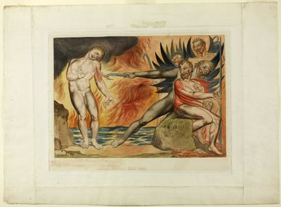 Der Kreis der korrupten Beamten; die Teufel quälen Ciampolo. Inferno, Gesang XXII von William Blake