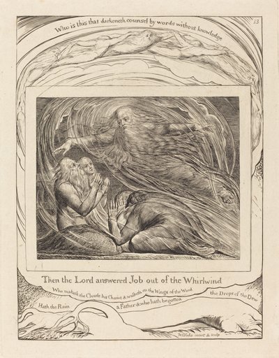 Der Herr antwortet Hiob aus dem Wirbelsturm von William Blake