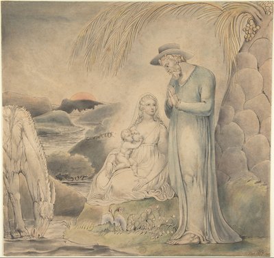 Die Ruhe auf der Flucht nach Ägypten (Die Ruhe der Heiligen Familie in Ägypten) von William Blake
