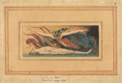 Die über dem Körper schwebende Seele [aus „Die Hochzeit von Himmel und Hölle“, Tafel 14] von William Blake