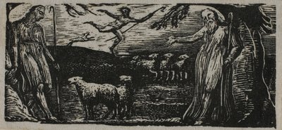 Thenot ermahnt Colinet, Lightfoot im Hintergrund, aus The Pastorals of Virgil von William Blake