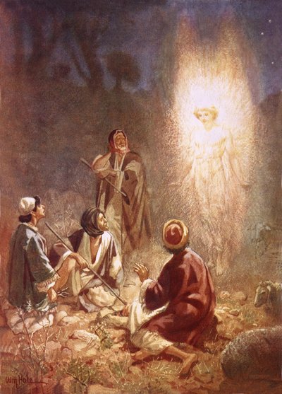 Ein Engel verkündet den Hirten von Bethlehem die Geburt Jesu von William Brassey Hole