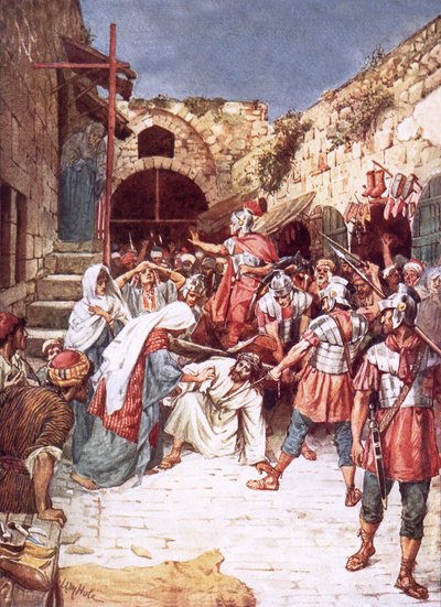 Jesus sinkt unter dem Gewicht seines Kreuzes von William Brassey Hole