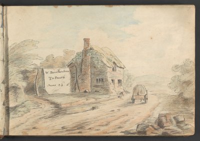 Landschaft mit Dorf und Wagen von William Brockedon