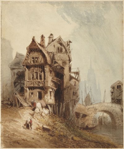 Häuser am Fluss von William Callow
