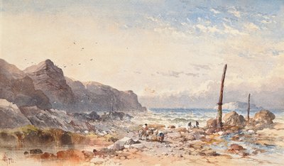 Ein windiger Tag mit Fischern am Strand, 1874 von William Cook of Plymouth