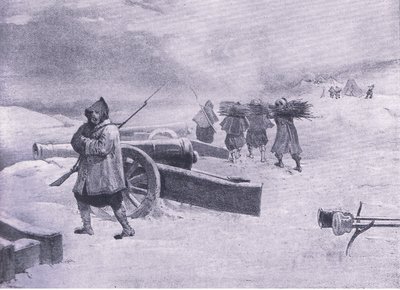 Wache der Zouaven vor Sewastopol, Illustration aus British Battles on Land and Sea, 1915 von William Crimea Simpson