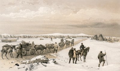 Das Lager der 1. Division, Blick nach Norden zum Lager der 2. Division, die Höhen von Inkermann in der Ferne von William Crimea Simpson