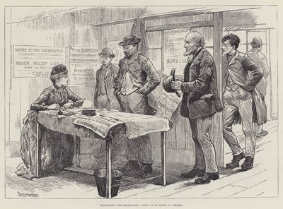 Registrierung der Arbeitslosen, Szene in einem Büro in Chelsea von William Douglas Almond