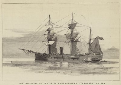 Die Kollision im Irischen Kanal, HMS Vanguard auf See von William Edward Atkins