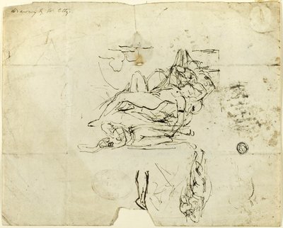 Skizzen einer liegenden weiblichen Aktfigur und eines verliebten Paares von William Etty