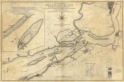Verlauf des Delaware River von Philadelphia nach Chester von William Faden