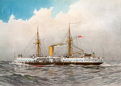 HMS Colossus, Royal Navy 2. Klasse Schlachtschiff, um 1890-1893 von William Frederick Mitchell