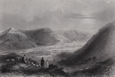 Berg Gerizim und das Tal von Nablus, vom Berg Ebal (Gravur) von William H. Bartlett