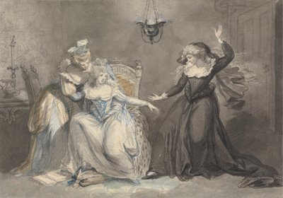 Eine dramatische Szene mit drei Frauen in einem Innenraum von William Hamilton
