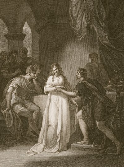 Vortigern und Rovena, graviert von Delatre, Illustration aus David Humes 
