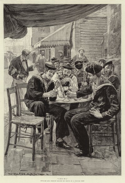 Kumpel, englische und französische Matrosen im Urlaub in einem französischen Hafen von William Hatherell
