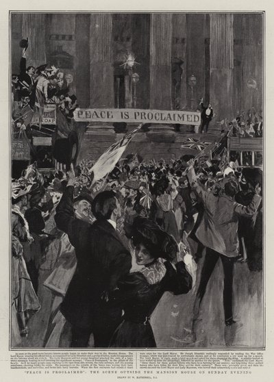 Der Frieden wird verkündet, die Szene vor dem Mansion House am Sonntagabend von William Hatherell