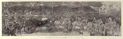 Der Diamant-Jubiläumszug, Panoramablick auf die Equipage der Königin von William Hatherell
